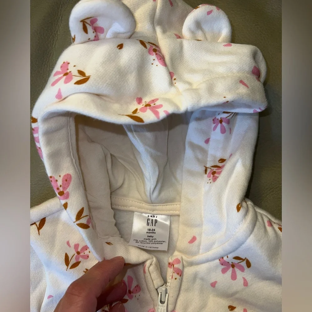 Baby GAP Floral Hooded Onesie 18-24 months - Picture 3 of 9